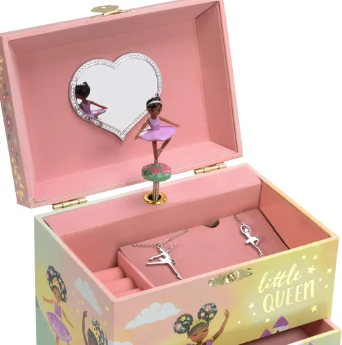Miniatura 3 de Jewelkeeper Caja de música de bailarina y juego de joyas para niñas pequeñas 3 regalos de bailarina para niñas diseño de reina pequeña caja