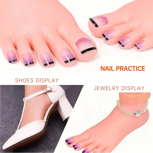 Miniatura 7 de krofaue Práctica de pie falso modelo 1 par flexible de silicona suave herramienta de manicura protésica para puntas de uñas entrenamiento de arte