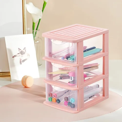 Miniatura 9 de Ipetboom Caja de almacenamiento transparente de escritorio, organizador de cajones de plástico, estuche de almacenamiento de cosméticos de 9.05 x