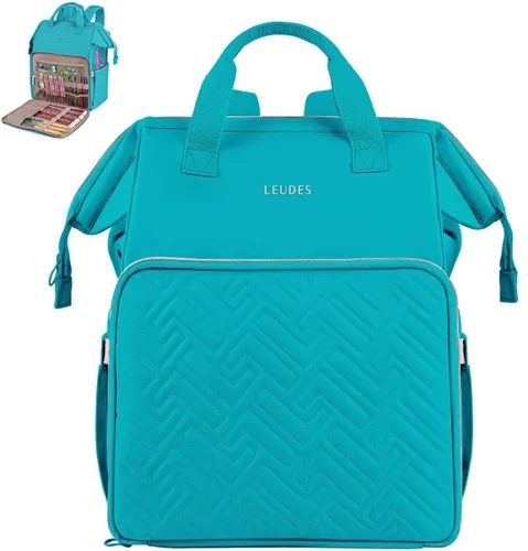 Miniatura 13 de Leudes Mochila Bolsa para Tejer, Organizador de Almacenamiento de Hilo, Bolsa de Ganchillo Grande Tote, Regalo de Navidad, Estuche Portador de Hilo