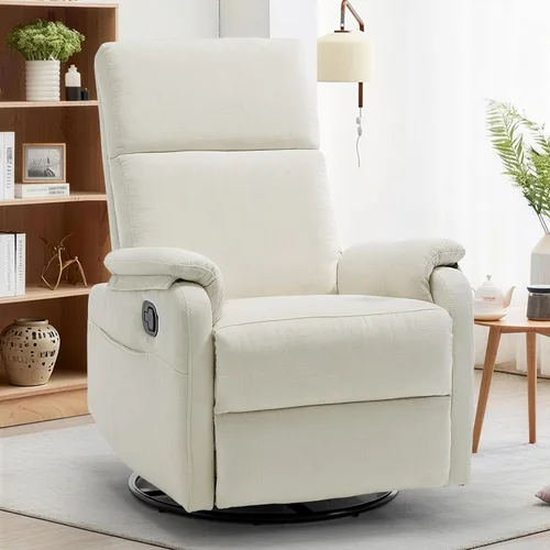Sillas reclinables Korser, Silla reclinable giratoria para adultos, Silla mecedora Glider, Silla reclinable pequeña para guardería para sala de Beige