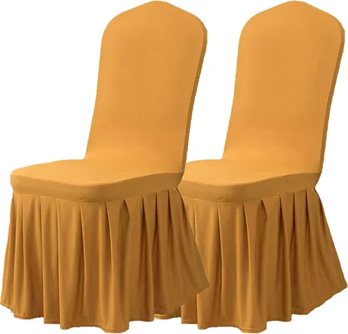 Miniatura 11 de Dimatic Juego de 2 fundas elásticas para sillas de comedor, fundas Parsons con falda, de elastano súper ajuste, funda protectora de asiento para Azul