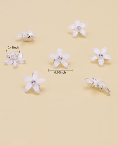 Miniatura 6 de Wecoe Pinzas para el cabello decorativas blancas pequeñas con flores para mujer, 20 piezas de lindos accesorios para el cabello, juego de regalo