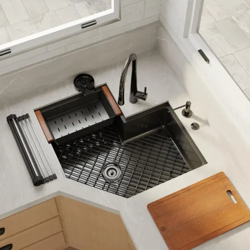 Miniatura 7 de Strictly Sinks Fregadero de Cocina Esquinero de 30 Pulgadas Bajo Encimera – Fregadero Mariposa Bajo Encimera de Acero Inoxidable Calibre 16
