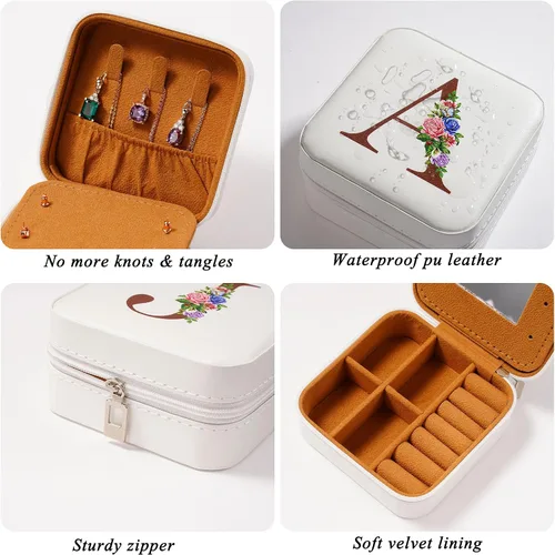 Miniatura 3 de Yesteel Joyero con inicial, organizador de joyas, cajas de joyería para viajes, mejores amigas, regalos de cumpleaños para mujeres, regalos