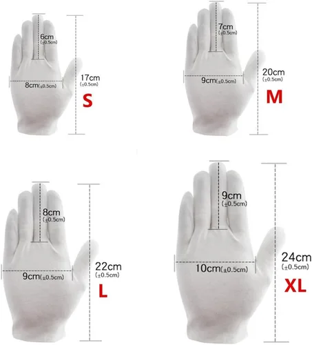 Miniatura 2 de DH - 12 pares de guantes de algodón blanco suaves, guantes de trabajo elásticos para inspección de joyas