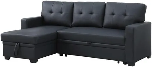 Devion Furniture Tela de poliéster en forma de L reversible, fácil de convertible extraíble, sofá seccional/diván de almacenamiento con cojines de