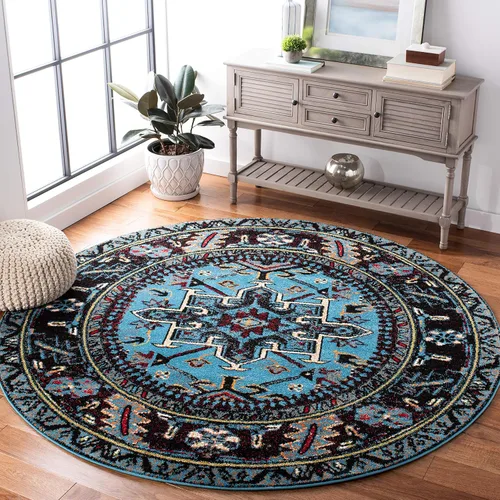 Miniatura 29 de SAFAVIEH Vintage Hamadan Collection Alfombra - 5'3" x 7'6", Rojo & Multi, Diseño tradicional persa, que no desprende pelusa y fácil de limpiar