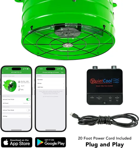 Miniatura 2 de Quietcool AFG SMT ES-3.0 Ventilador inteligente para ático para buhardillas - Hasta 2801 CFM - Tan solo 22 vatios - Control por aplicación