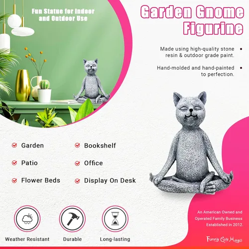 Miniatura 3 de Estatua de gnomo para jardín, de Funny Guy Mugs, talla única Gato del dedo medio