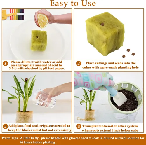 Miniatura 5 de Legigo Cubos de lana de roca de 1 pulgada para hidroponía, cubos de cultivo para plantación de lana de roca para torre hidropónica, jardín, plantas