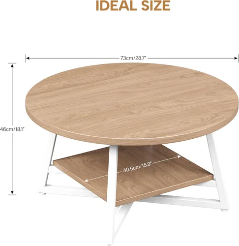 Miniatura 3 de Mesa de Café para Sala de Estar, Mesa de Café Redonda, Mesa de Café Pequeña Circular con Almacenamiento, Mesa Central Redonda Moderna de Madera