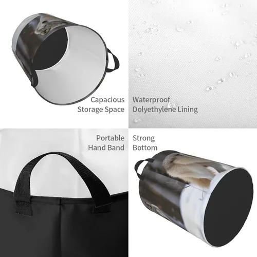 Miniatura 4 de wolf in the snow print Circular Hamper Waterproof Storage Bin Organizer Basket Laundry Hamper With Handles For Clothes Toys Small