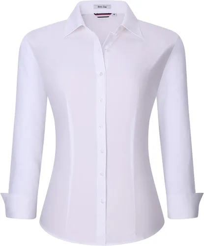 Miniatura 8 de Alex Vando - Blusa de botones para mujer, sin arrugas, manga larga, casual, para el trabajo