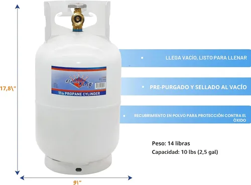 Miniatura 4 de Flame King Cilindro de tanque de propano de acero de 10 libras con válvula de dispositivo de protección contra desbordamiento tipo 1, ideal