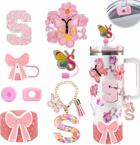 Miniatura 85 de 15 piezas de set de accesorios para vaso Stanley Cup 30oz 40oz con asa, incluye cubierta de pajita de silicona y bota, encanto de asa, encantos
