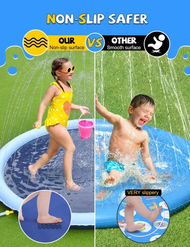 Miniatura 4 de VISTOP - Alfombrilla antideslizante para niños y perros, juguetes acuáticos de verano para piscinas de aspersión - Alfombrilla divertida para jugar