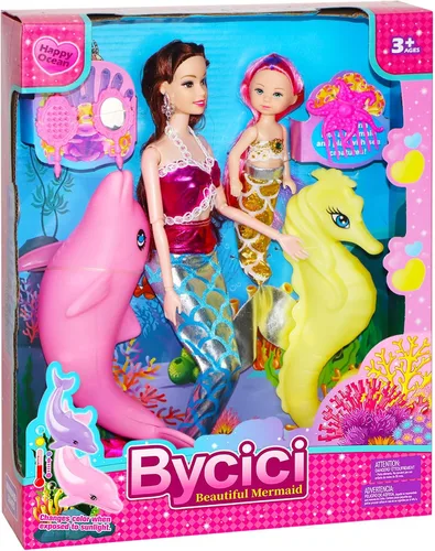 Miniatura 6 de Muñecas de Sirena Baljinder con La Sirenita Juguetes de Baño de Sumersión de Sirena de Verano con Delfín y Caballito de Mar que Cambian