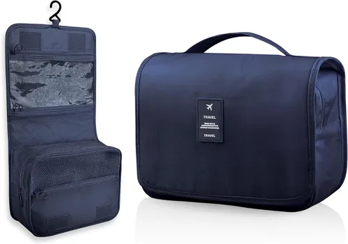 Miniatura 9 de Neceser colgante, organizador de viaje de gran capacidad para artículos de tocador, tela Oxford impermeable, bolsa de cosméticos de viaje con gancho