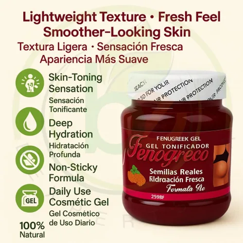 Miniatura 6 de Gel tonificante Fenogreco (fenogreco) - 8.82 oz - 100% natural con semillas de fenogreco reales - Sensación hidratante y tonificante - Gel cosmético
