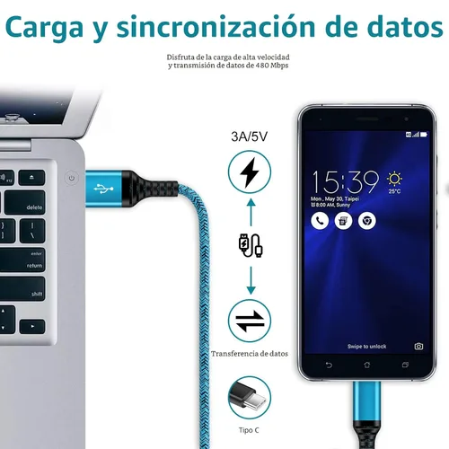 Miniatura 5 de Cable de carga C de carga rápida USB tipo C, cables de carga Android de 6 pies, paquete de 2 para Samsung Galaxy S26 S25 S24 S23 S22 S21 S20 Ultra