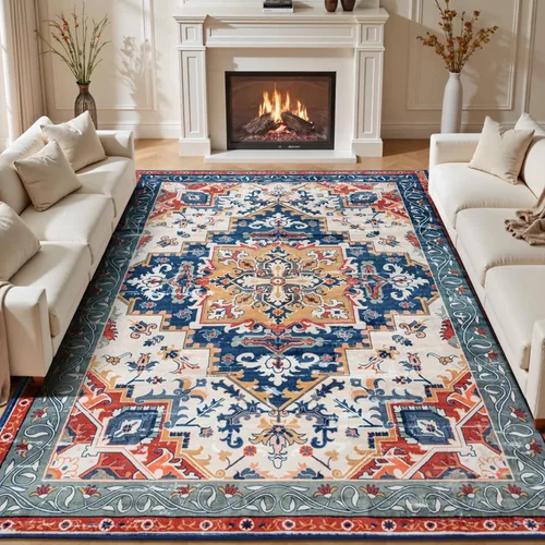 Miniatura 55 de Rugflix Alfombras de área de 8 x 10 pies para sala de estar, alfombra grande lavable, resistente a las manchas, pelo bajo, alfombra oscura moderna