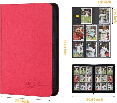Miniatura 2 de Carpeta de Tarjetas Coleccionables, Carpeta de Álbum de Colección de Tarjetas con 540 Bolsillos de Carga Lateral, Carpeta de Álbum de Tarjetas Rojo