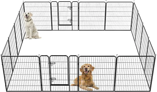 Miniatura 12 de Corralito para perros para interiores, corralito de juego para cachorros para interiores y exteriores, valla de metal de 8 paneles con puertas