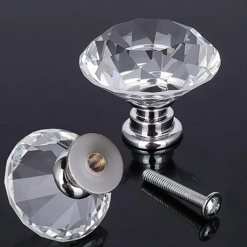 Miniatura 7 de Akstore 6 pomos de cristal para gabinetes de 1.18 pulgadas (1.181 in) con forma de diamante, para cajones de cocina, aparador, armario, tiradores