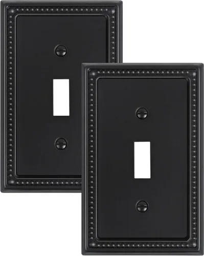 Miniatura 9 de Paquete de 4 placas de cubierta para interruptor de luz de palanca individual, cubiertas decorativas de perlas, placa de pared de metal almendra