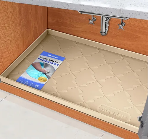 Miniatura 11 de SIKADEER Tapete impermeable de 19 x 19 pulgadas para debajo del fregadero, tapete de silicona para estante de cajones de cocina y revestimiento
