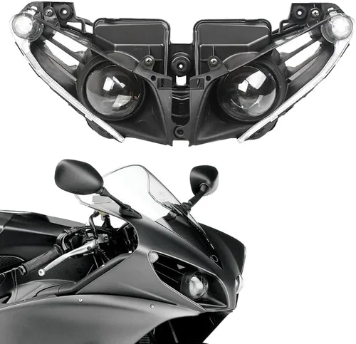 Miniatura 37 de Ensamble de lámpara de faro delantero para motocicleta compatible con Yamaha YZF600 R6 2006 2007 06 07 YZF-R6 Faro frontal transparente para moto