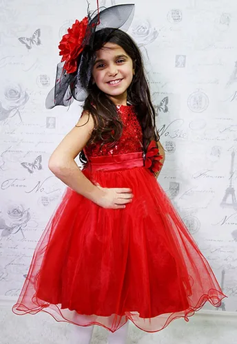 Miniatura 5 de DreamHigh vestido de concurso de belleza con flores y lentejuelas para niñas
