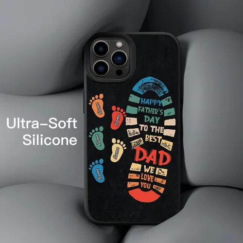Miniatura 2 de Fundas de teléfono personalizadas para papá y niños, huellas compatibles con iPhone 15, 14, 13, 12, 11 Pro Max, Samsung Galaxy S23 S22 S21 S20