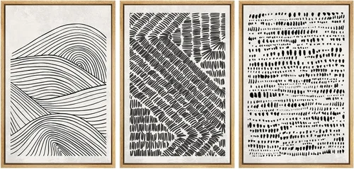 Miniatura 325 de SIGNWIN Lienzo enmarcado para pared, arte con pinceladas de flujo neutro en tonos beige abstractos, ilustraciones, arte moderno, decorativo
