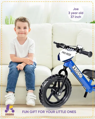 Miniatura 3 de KRIDDO Bicicleta de Equilibrio Pro para Niños Pequeños de 2+ Años con Freno de Mano y Pata de Cabra, Bicicleta de Empuje de 12 Pulgadas, Bicicleta