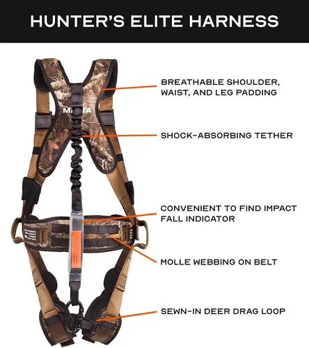 Miniatura 4 de Malta Hunting Safety Hunter's Elite - Juego de arnés de seguridad con correa de árbol, correa de alivio de arrastre de ciervo/suspensión