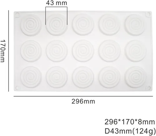 Miniatura 2 de Molde redondo de silicona para pastel en espiral, molde de 6 cavidades para dulces de gelatina (patrón en espiral C 11.64 x 6.84 x 0.4 pulgadas)