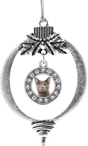 Miniatura 46 de Inspired Silver - Bonita bandera estadounidense - Adorno de Navidad plateado - Adorno de árbol de Navidad con dije circular con circonita cúbica