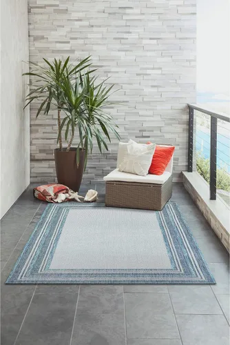 Miniatura 10 de Liora Manne Carmel - Alfombra tejida de perfil bajo de fácil cuidado para interiores y exteriores, color aguamarina, 6 pies 6 pulgadas x 9 pies 4