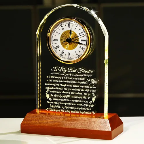 Miniatura 16 de Arikyrist Regalos para Tía de Sobrina y Sobrino con Base de Madera con Luz, Reloj de Cristal Significativo para Tía, Regalos de Cumpleaños, Regalos