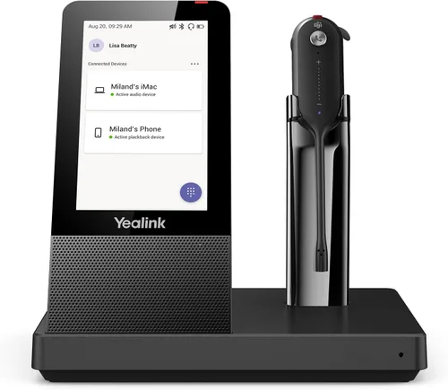 Yealink WH67 Auriculares Inalámbricos DECT Actualizados, Certificados para Teams, Compatible con Teléfono de Escritorio, PC, Teléfono Móvil,