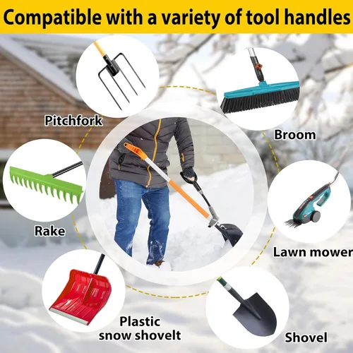 Miniatura 3 de Mango universal para pala de nieve, accesorio de mango protector de espalda para pala de nieve, extensión de mango ergonómico de elasticidad, ajuste