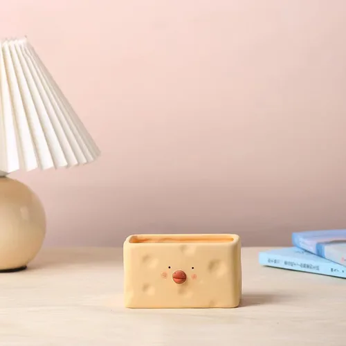 Miniatura 3 de TOPINCN Maceta amarilla de cerámica para pollitos de dibujos animados, maceta para suculentas para interiores y exteriores, decoración del jardín