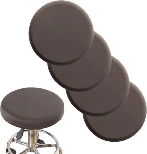 Miniatura 10 de ANWUCHEN - 4 fundas suaves para taburete, funda elástica para sillas redondas de madera y metal de 13 a 18 pulgadas (beige)