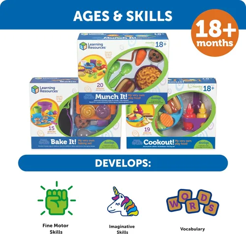 Miniatura 5 de Learning Resources New Sprouts Munch It! Set de alimentos - Accesorios de cocina de juguete, juguetes de simulación, juegos de mesa de picnic