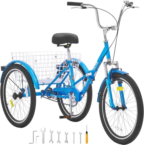 Miniatura 9 de VEVOR - Triciclo plegable para adultos, triciclos plegables para adultos, bicicleta de crucero de 3 ruedas con cesta grande y asiento ajustable