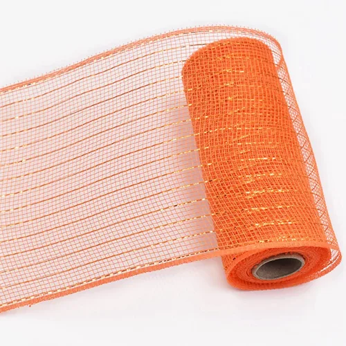 Miniatura 9 de 4 rollos de cinta de malla decorativa de otoño para suministros de fabricación de coronas, 10 pulgadas x 30 pies, cinta metálica de papel