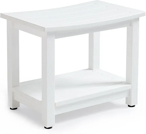 Banco de ducha resistente para ducha interior, taburete de baño de poliéster blanco para afeitarse las piernas o asiento de baño de spa, asiento de