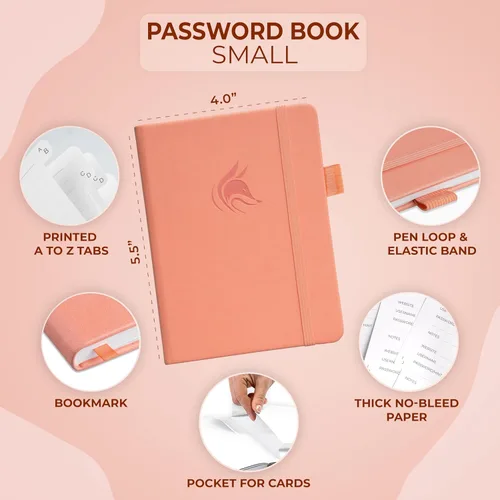 Miniatura 2 de Clever Fox - Libreta de contraseñas con pestañas alfabéticas, organizador de direcciones de Internet, tamaño pequeño de bolsillo, para inicios
